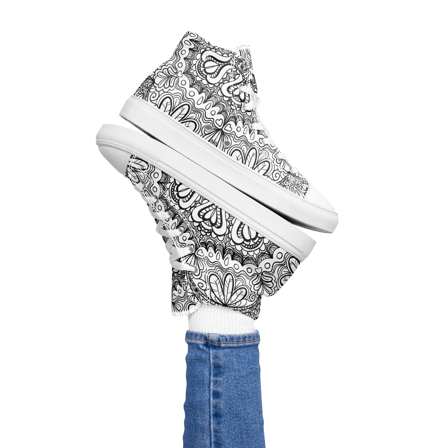 Intricate Design Women’s High Top Canvas Shoes